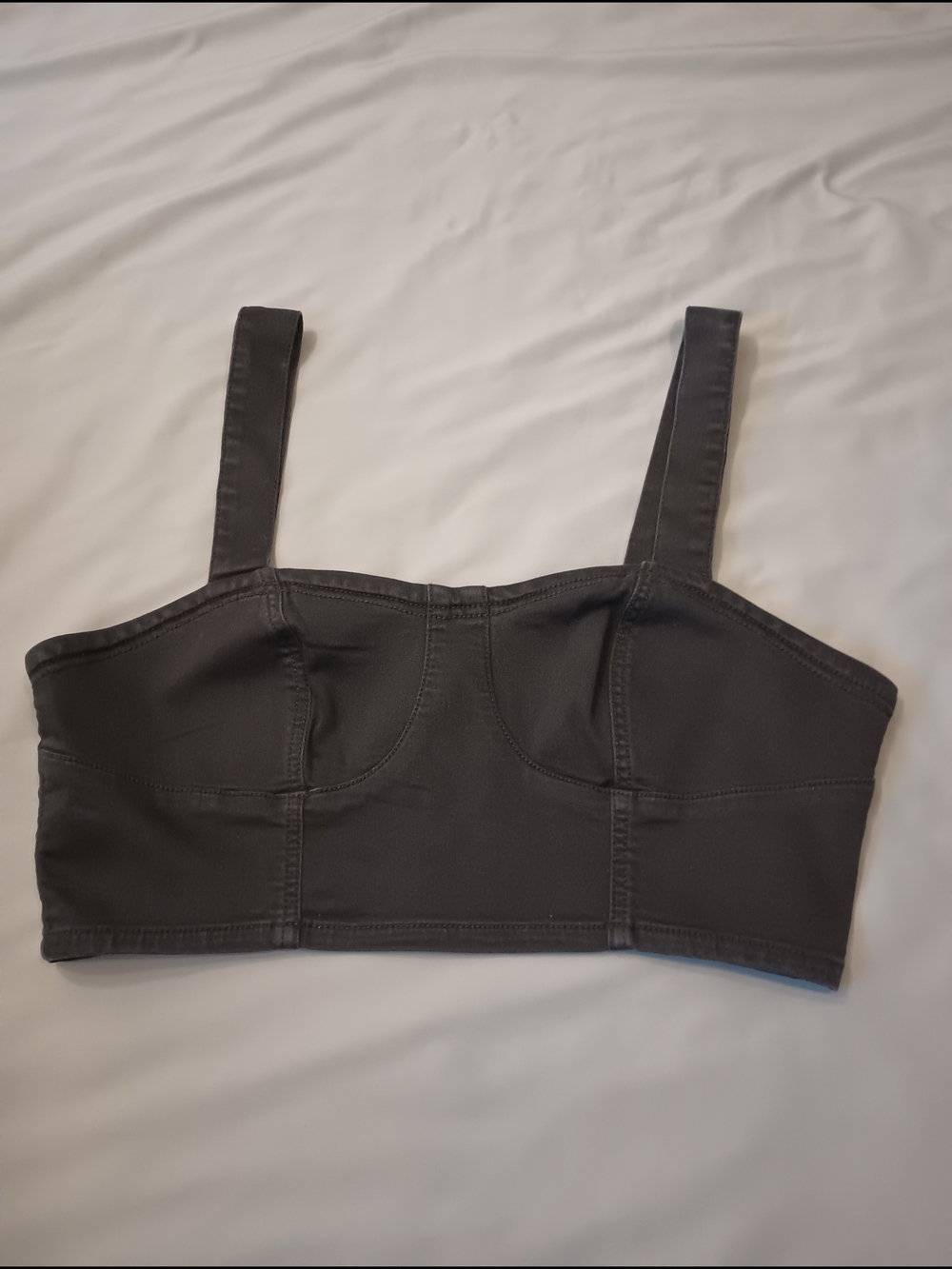 Love Trends Denim Black Corset Crop Top